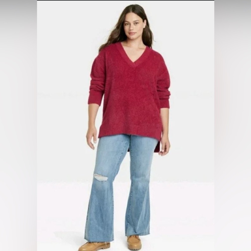 Philosophy Woman's Plus Size 2X Pink Long Sleeve V-Neck Pullover Sweater NWOT - Picture 1 of 7